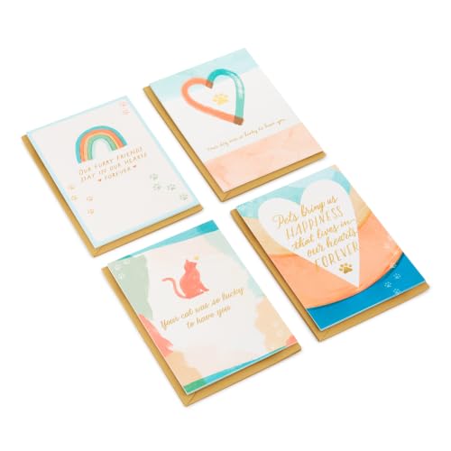 Hallmark Pet Sympathy Cards, Assorted 16-Pack (Hearts and Rainbows)