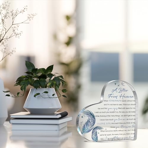 Bereavement Acrylic Sign Gifts for Women, Sympathy Gifts for Loss of Loved One Remembrance Decor, A Letter from Heaven Memorial Table Decor Gifts