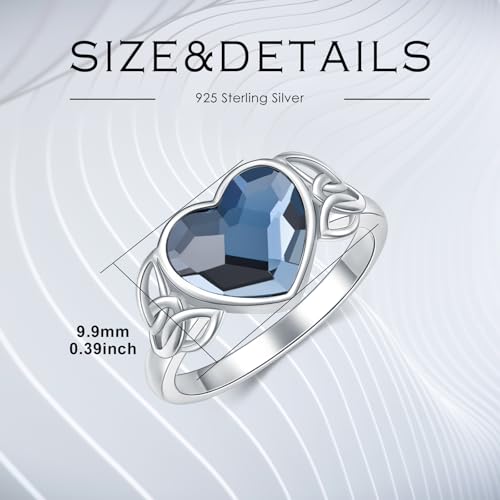 AOBOCO Celtic Knot Urn Ring for Women 925 Sterling Silver Heart Cremation Ring for Ashes Jewelry for Women