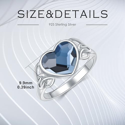 AOBOCO Celtic Knot Urn Ring for Women 925 Sterling Silver Heart Cremation Ring for Ashes Jewelry for Women