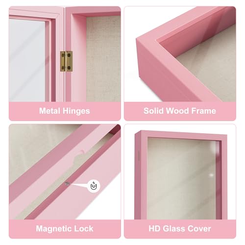 Love-KANKEI Deep Shadow Box Frame 8x10,Solid Wood Frame,Memory Box,Pink - color: Pink, size: 8 x 10