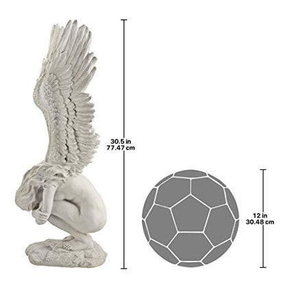 Design Toscano Remembrance and Redemption Angel Religious Indoor/Outdoor Garden Statue, From Base to Top of the Wings Nearly 3 feet tall! Tall, Cast Stone Resin, Antique Stone Finish - style: LARGE REMEMBRANCE AND REDEMPTION