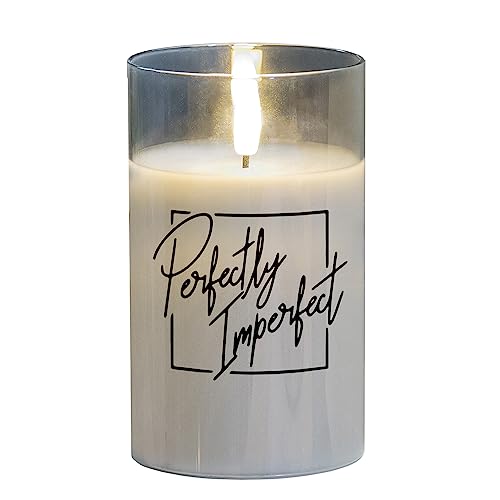 Cottage Garden PGC-05-44GY Perfectly Imperfect Pearlized Grey 5 x 3 Inch Flickering Flame LED Glass Candle - style: Perfectly Imperfect
