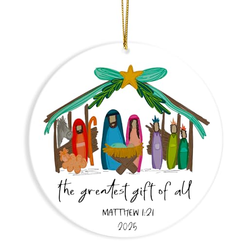 Nativity Ornament 2025, Religious Christian Christmas Ornament for Tree, Keepsake Xmas Ornament, Christmas Decor – Jesus is The Reason for The Season (ONM The Greastest) - color: Onm the Greastest