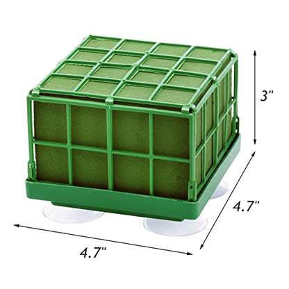 Lyellfe 8 Pack Square Floral Foam Cage, Floral Foam Blocks with Suction Cup | Flower Cage Arranger for Fresh Artificial Flowers, Table Centerpiece and Wedding Decor