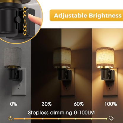 L LOHAS LED Night Lights Plug into Wall,Linen Fabric Cylinder Night Light - color: Cylinder-3000K, size: 1 Pack