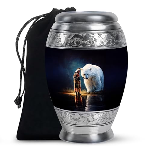 Native American Adult Male Urns for Ashes 10 Inch - Blue Cremation Urns for Ashes for Women - Black Funeral Urn for Husband and Wife - Deer Large Memorial Urn for Ash Cremation - color: Native American-1, size: 10-inch