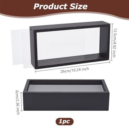 OLYCRAFT 5x2.4x10.2 inch Rectangle Shadow Box Wood Shadow Box Display Case Shadow Box Frame with Double Sided Clear Acrylic Window for Dried Flowers Leaves Specimen - Black