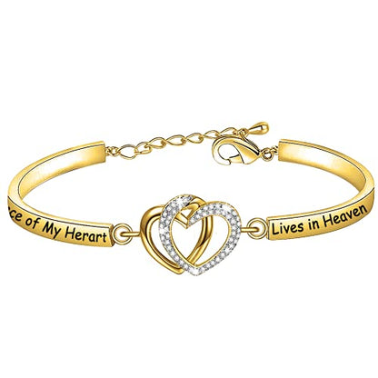 FAADBUK Memorial Jewelry Loss Gift A Piece of My Heart Lives In Heaven Bracelet In Memory of Loved Son Daughter Sympathy Gift - color: A Piece Of C-Gold
