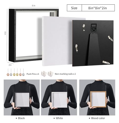 Travel Adventure Archive Shadow Box Frame with Slot, 8x8in Black - color: Black, size: 8x8in