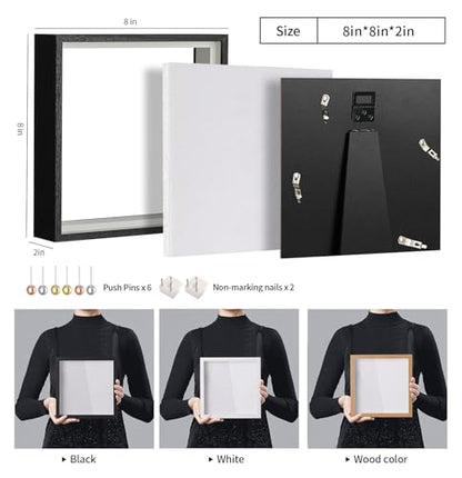 Travel Adventure Archive Shadow Box Frame with Slot, 8x8in Black - color: Black, size: 8x8in