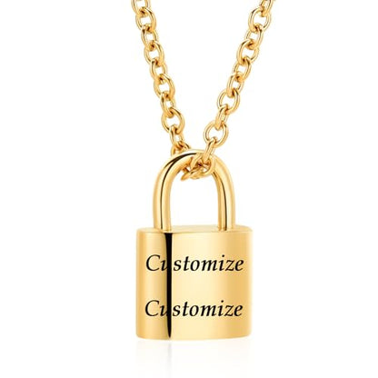 Imrsanl Padlock Cremation Jewelry for Ashes Urn Necklace for Women Men Stainless Steel Keepsake Memorial Punk Lock Pendant Ashes Holder - color: Customize