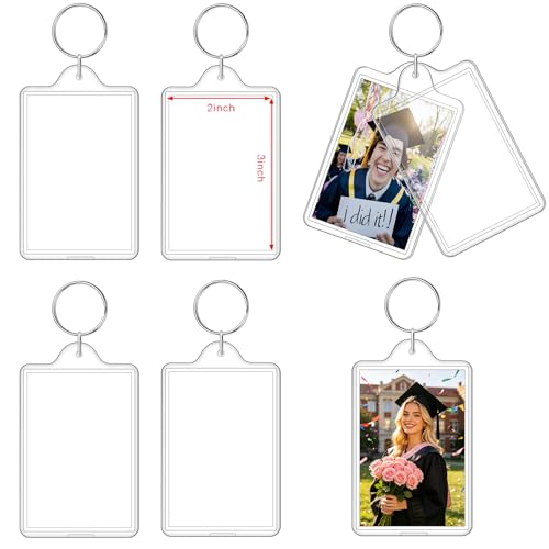 6 Pcs Photo Keychain (2.3 x 3.3inch) Transparent Picture Keychain, Acrylic Photo Insert Keychain DIY Personalize Favor Graduation Gift - Suitable for Photo Size 2 inch x 3 inch - color: 6 Pcs