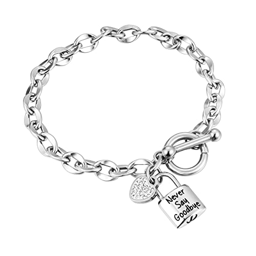 abooxiu Lock Urn Bracelet for Ashes - Crystal Heart Cremation Bracelet - Stainless Steel Memorial Ash Holder for Men Women - Silver - style: Minimal