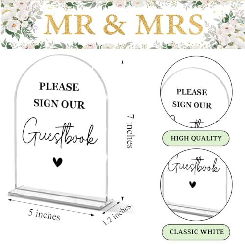 Acrylic Wedding Signage, Please Sign Our Guest Book Table Sign, Photo Guest Book for Bridal Shower & Gift Party, 5x7 Inches Acrylic666 - color: Guestbook, size: 5x7