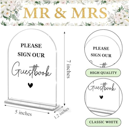 Acrylic Wedding Signage, Please Sign Our Guest Book Table Sign, Photo Guest Book for Bridal Shower & Gift Party, 5x7 Inches Acrylic666 - color: Guestbook, size: 5x7