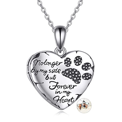 YFN Locket Necklace 925 Sterling Silver Heart Locket Necklace that Holds Pictures for Women Jewelry Gifts - style: heart pet locket