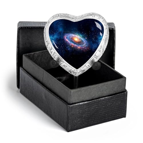 Deep Cosmos Heart Keepsake Cremation Urn for Human Ashes – Small Aluminum Memorial Burial Urn for Men & Women, Decorative Display - size: Small Heart