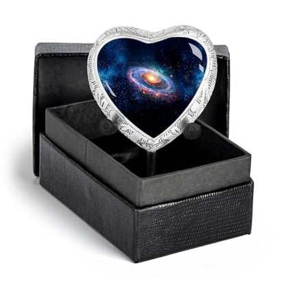 Deep Cosmos Heart Keepsake Cremation Urn for Human Ashes – Small Aluminum Memorial Burial Urn for Men & Women, Decorative Display - size: Small Heart