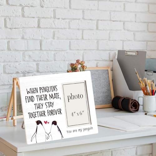 You Are My Penguin Wood Photo Frame, Couple Picture Frame | Couple Penguin Gifts for Girlfriend, Boyfriend, Love Picture Frames for Couples, 4 x 6 Inch Photo - color: Penguins