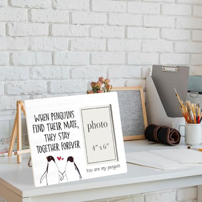 You Are My Penguin Wood Photo Frame, Couple Picture Frame | Couple Penguin Gifts for Girlfriend, Boyfriend, Love Picture Frames for Couples, 4 x 6 Inch Photo - color: Penguins