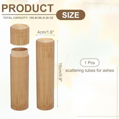 uxcell Bamboo Scattering Urn, 5.9" x 1.6" Small Cremation Tube with Lid Mini Keepsake Brown for Male Female Pet Dog Brown - size: 6.4 Ounces