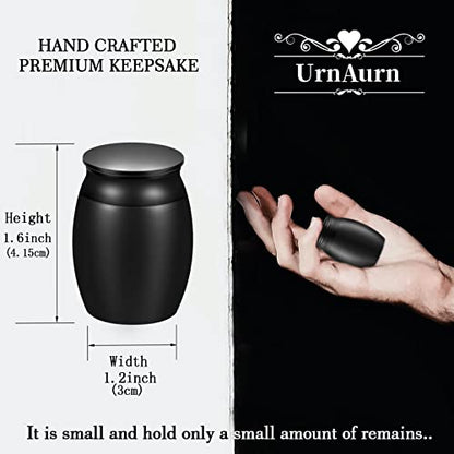 Super Small Urn for Human Ashes, 1.6" High Blank Black Memorial Cremation Urn, Handcrafted Beautiful Keepsake Urn for Funeral, Peaceful Decorative Urns for Human Ashes