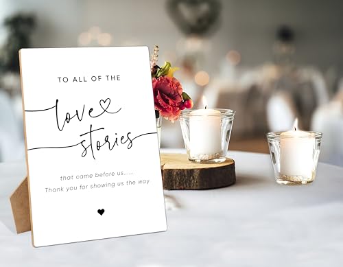 Generations of Love Wedding Table Sign, To All The Love Stories That Came Before Us, Wedding Signs for Reception, 8×11" Wooden Sign With Stand for Bridal Shower, Engagement, Wedding Shower Decorations - style: To All The Love Stories