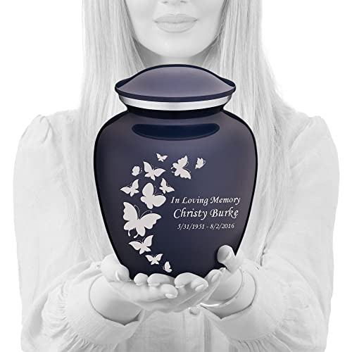 Geturns - Adult Custom Butterfly Cremation Urns for Human Ashes I Cobalt Blue Large Funeral Urn for Female and Male I 200 lbs - color: Cobalt Blue