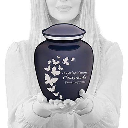 Geturns - Adult Custom Butterfly Cremation Urns for Human Ashes I Cobalt Blue Large Funeral Urn for Female and Male I 200 lbs - color: Cobalt Blue