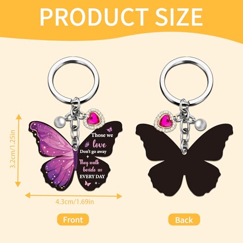 Sympathy Gifts for Women Butterfly Keychain, Memorial Remembrance Key Chain for Loss of Loved One, Bereavement Grief Gifts for Women, In Loving Memory Condolence Keepsake