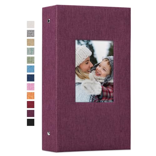 Vienrose 4x6 Photo Album,300 Pockets,Linen Cover with Window,Purple | Linen Hardcover, Slip In Photo Book, Family Memory Album, Travel Keepsake - color: Purple, size: 300 Pocket