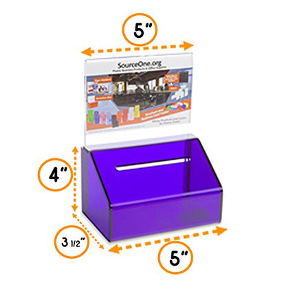 SOURCE ONE Acrylic Heavy Duty Donation/Ballot Box with Lock and Sign Holder - color: Purple, size: 1 Pack