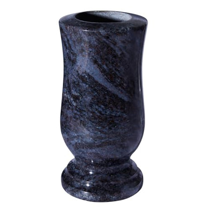 Cemetery Granite Vase for Grave, Natural Stone Heavy Headstone Flower Holder, 10 Inches Height, 4.7 Inches Diameter