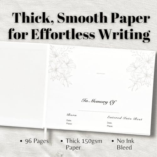 Funeral Guest Book – Linen Cover Celebration of Life Memorial