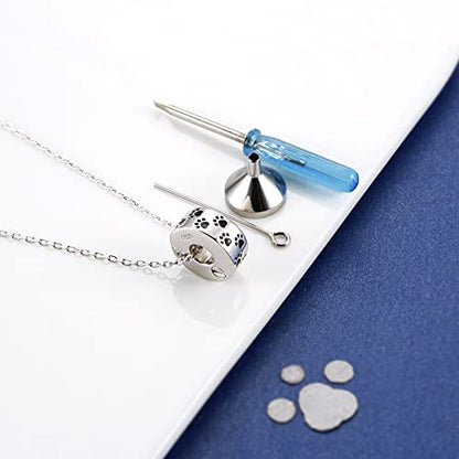 925 Sterling Silver Cremation Jewelry for Pet Ash Urn Necklace for Dog Cat | Memorial Ash Pendant Women Remembrance Keepsake Gift for Loss of Loved Furry Friend - style: paw print urn charm