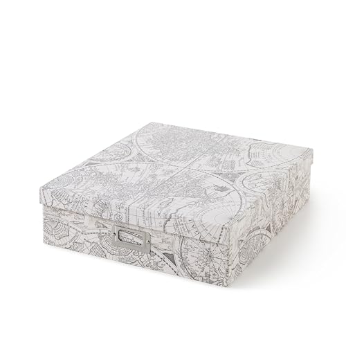Soul & Lane - Travel Keepsake Storage Box, 14.8x13x3.7 In, Vintage Atlas | Large Scrapbook Memory Organizer with Lid for Photos, Letters and Memorabilia, Decorative Map Box for School Memories - color: Vintage Atlas