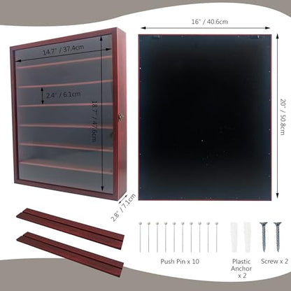 16x20 Wooden Shadow Box Frame with Removable Shelves Deep Display Case for Military Medals Keepsakes Cherry - color: Cherry, size: 16x20