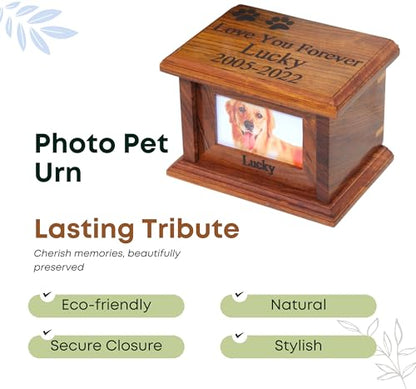 Pet urns for Dogs, Dog urns for Ashes, Wood Pet urn for Cats, Wooden urn for Pet Ashes, Keepsake for Animals, Pet Memorial (Small) - size: Small-With Text