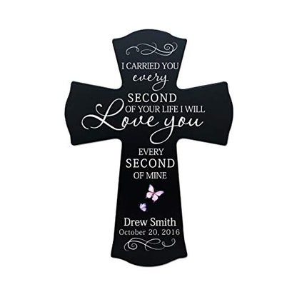 LifeSong Milestones Memorial Wooden Cross 8.5x11 I Carried You (Butterfly) Condolence Funeral Remembrance in Loving Memory Bereavement Gift for Loss of Loved One (Black) - color: Black