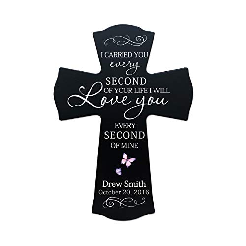 LifeSong Milestones Memorial Wooden Cross 8.5x11 I Carried You (Butterfly) Condolence Funeral Remembrance in Loving Memory Bereavement Gift for Loss of Loved One (Black) - color: Black