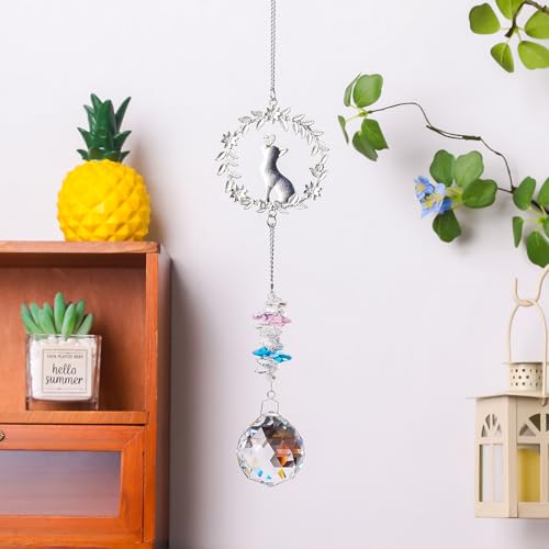 Pet Memorial Suncatcher,Dog Memorial Gifts for Loss of Dog,Cats Remembrance,Pet Loss Sympathy Gift,Bereavement Gifts - color: Garland Cat-spherical