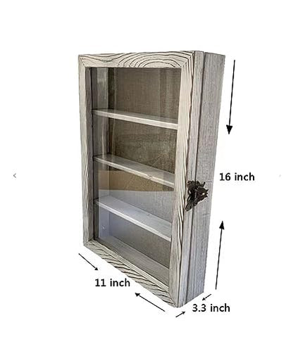 WANLIAN Shadow Box Frame with Acrylic 11x16“ Wooden Shadow Box Display Case with 3 Detachable Shelves & Linen Back, Wall-Mounted Deep Display Box Picture Frame for Photos Memorabilia (White) - color: White