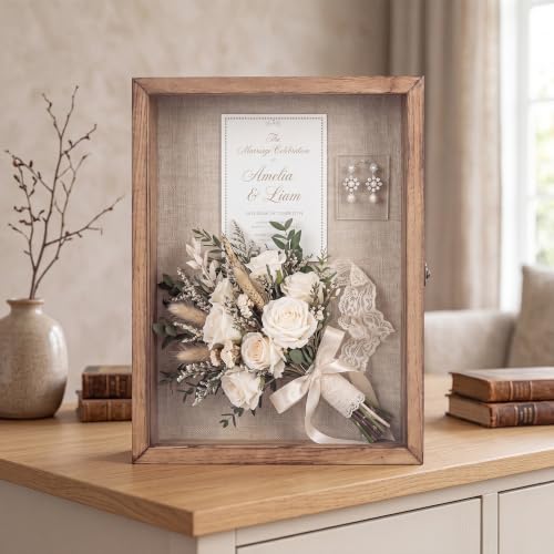 Shadow Box Frame 11x14, Wood Display Boxes with Linen Back - color: Wood, size: 11*14