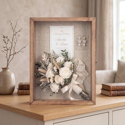 Shadow Box Frame 11x14, Wood Display Boxes with Linen Back - color: Wood, size: 11*14