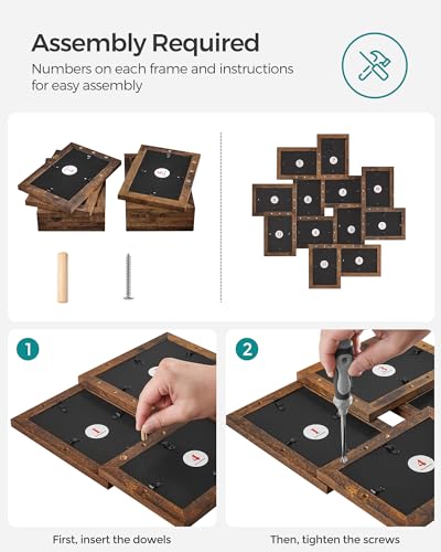 SONGMICS 12-Pack 4 x 6 Collage Picture Frames with Glass Front - color: Rustic Brown, size: 12 Pack