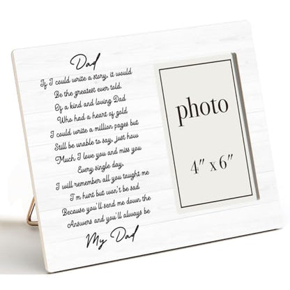 Memorial Gifts Picture Frame, Sympathy Gifts for Loss of Dad | You'll Always Be My Dad Photo Frame for 4 x 6 Inch Photo
