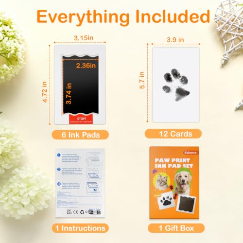 Nabance Inkless Paw Print Kit for Dogs Cat, Mess-Free Pet Paw & Nose Print | 6 Clean Touch Ink Pads and 12 Imprint Cards, Baby Footprint Kit, Dog Paw Print Kit Keepsake Gift for Owners & New Moms - size: Medium(6 Pack)