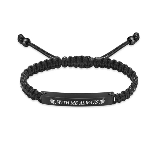 Oinsi Cremation Jewelry Urn Bracelet for Ashes for Women Men Adjustable Memorial Ashes Keepsake Bangle Manmade Rope Braided Bracelet - color: A-Black - WITH ME ALWAYS