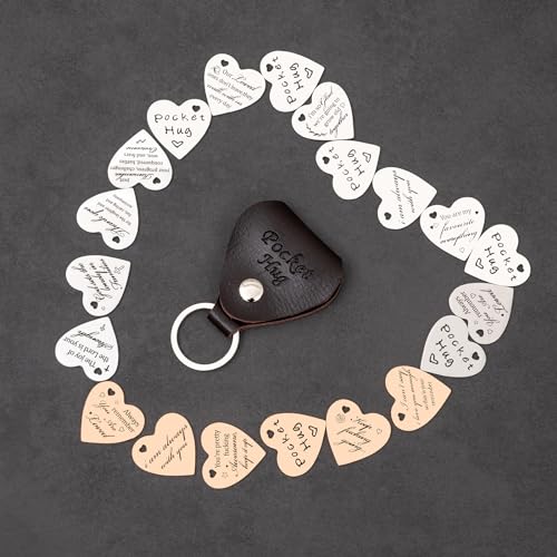 Qunrwe Pocket Hug Token,Long Distance Gifts Keepsake,Double Sided Inspirational Thinking of you Gift with Leather Keychain - color: Believe in You Like I Do